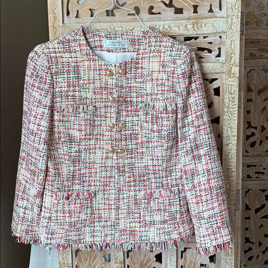 Tahari Pink Plaid Blazer